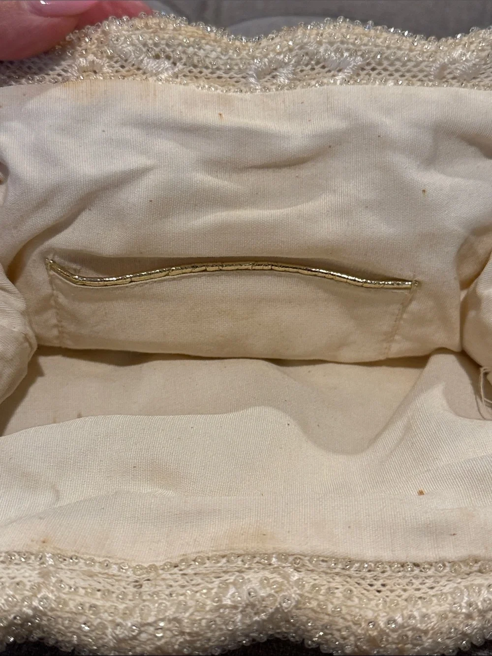 Elegant Beaded Clutch Handbag in Ivory
